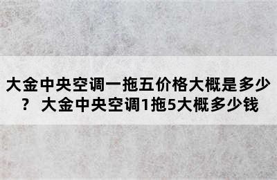 大金中央空调一拖五价格大概是多少？ 大金中央空调1拖5大概多少钱